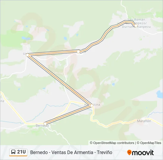 21U Bus Line Map