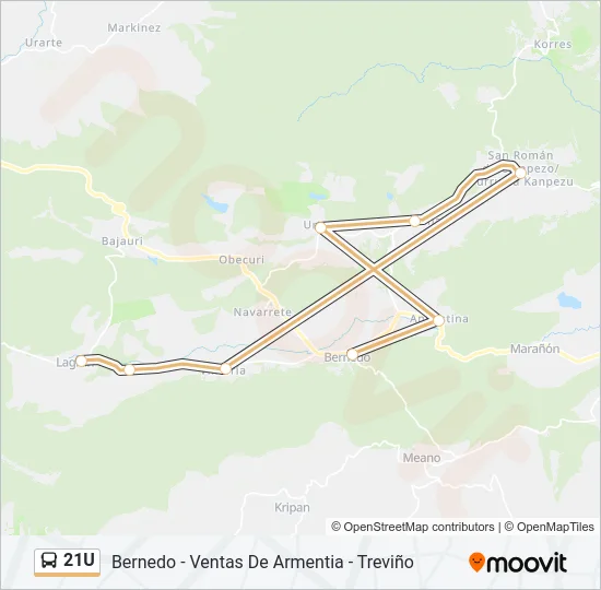 21U Bus Line Map