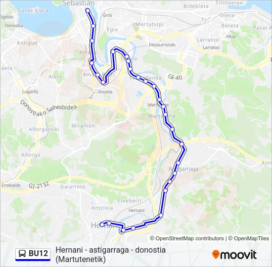 BU12 Bus Line Map