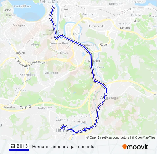 BU13 Bus Line Map