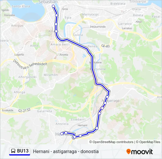 BU13 Bus Line Map