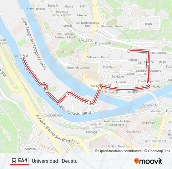 EA4 Bus Line Map