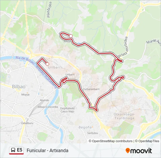 E5 Bus Line Map