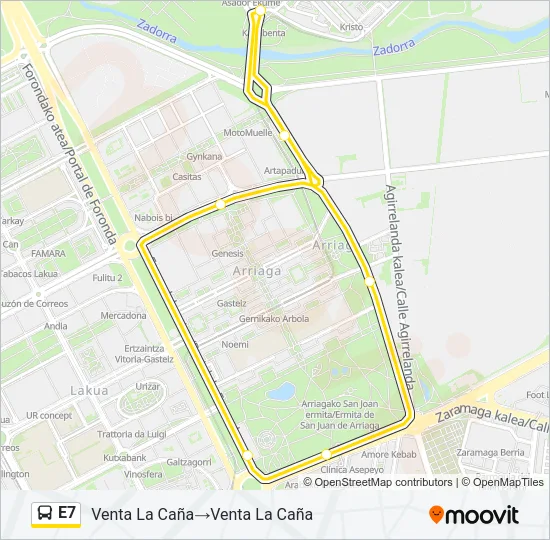 E7 Bus Line Map