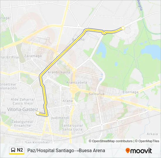 N2 Bus Line Map