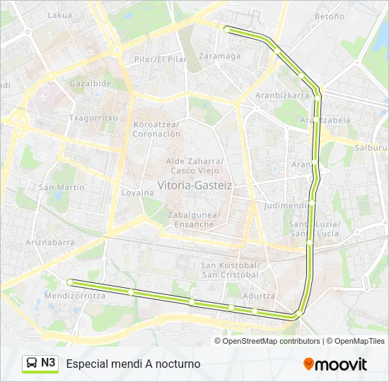 N3 Bus Line Map