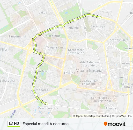 N3 Bus Line Map