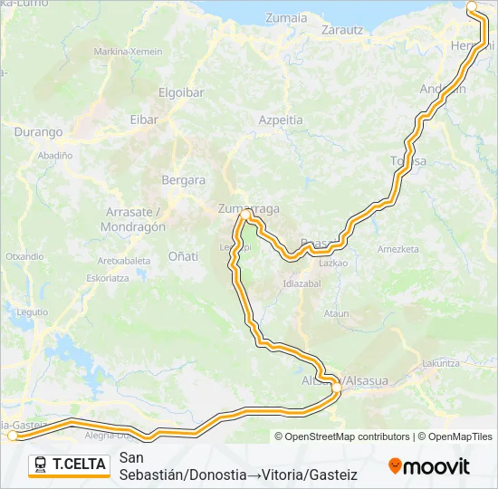 T.CELTA tren Mapa de línia