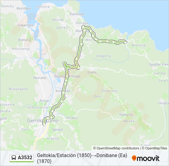 A3532 Bus Line Map