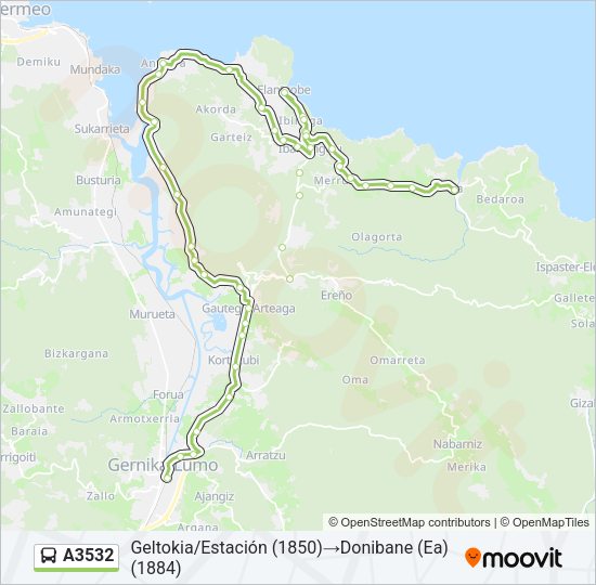 A3532 Bus Line Map