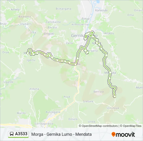 A3533 Bus Line Map