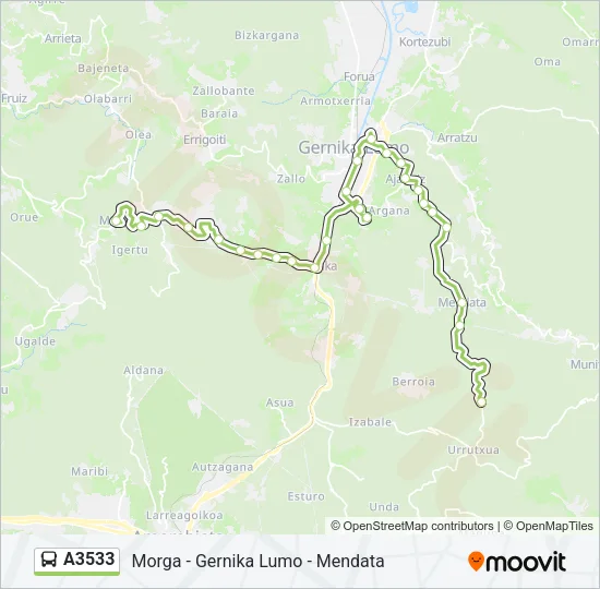 A3533 Bus Line Map