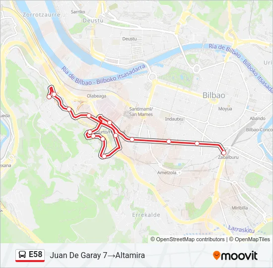 E58 Bus Line Map