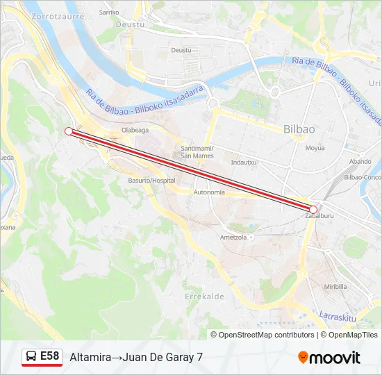 E58 Bus Line Map