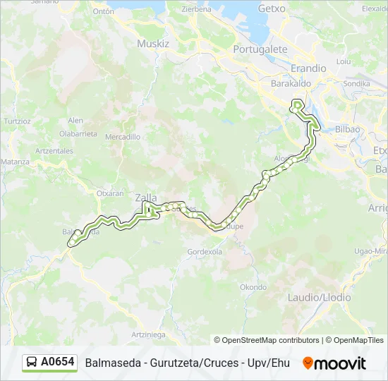 A0654 Bus Line Map
