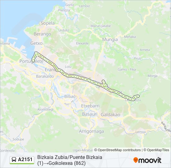 Mapa de A2151 de autobús