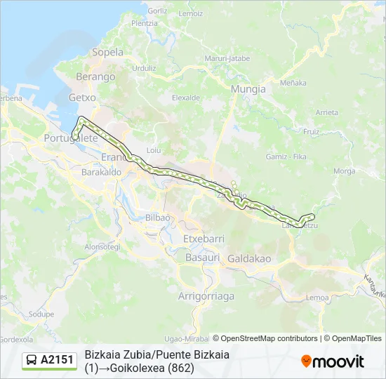 A2151 Bus Line Map