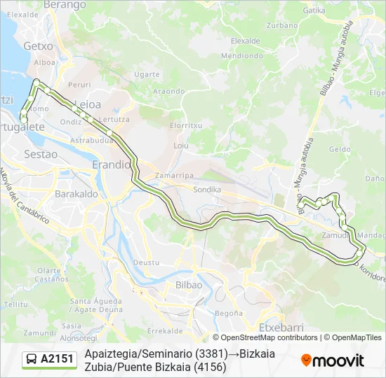A2151 Bus Line Map