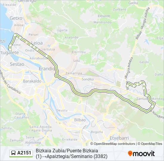 A2151 bus Line Map