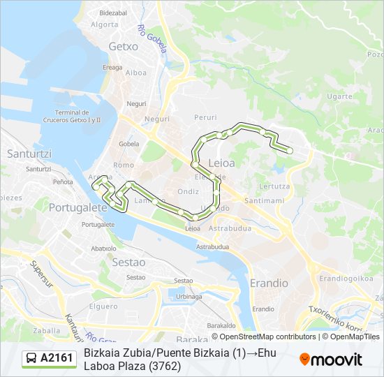 Mapa de A2161 de autobús