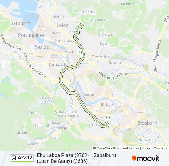 Mapa de A2312 de autobús