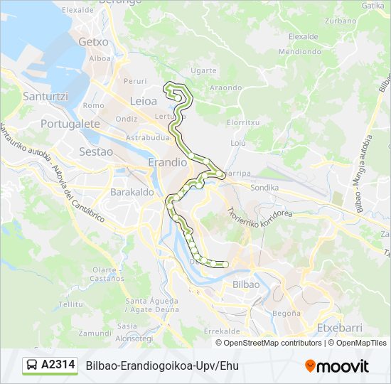 Mapa de A2314 de autobús
