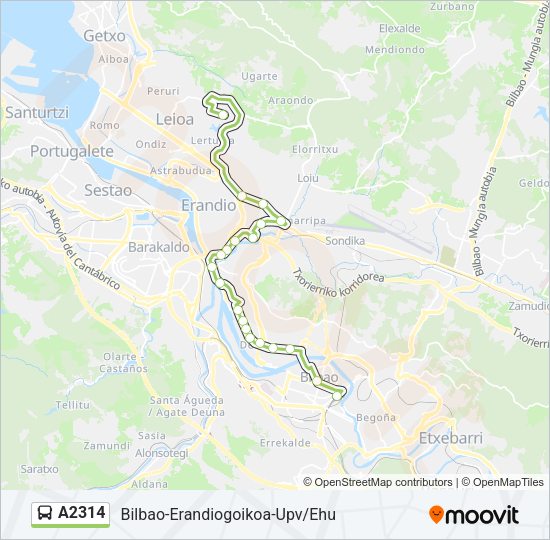 Mapa de A2314 de autobús