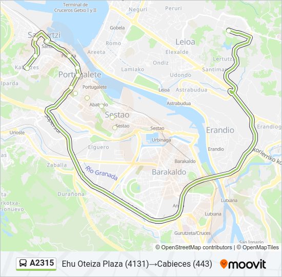 Mapa de A2315 de autobús