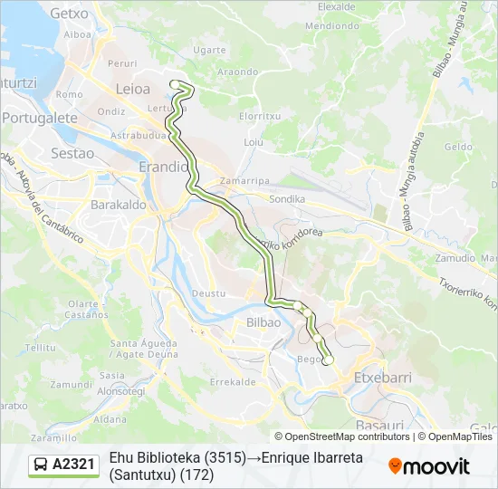 A2321 bus Mapa de línia