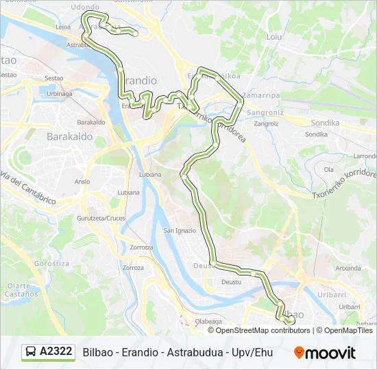 A2322 bus Mapa de línia