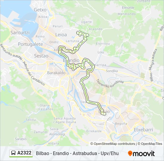 A2322 bus Mapa de línia