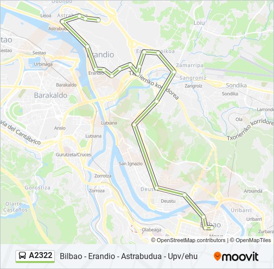 A2322 bus Line Map