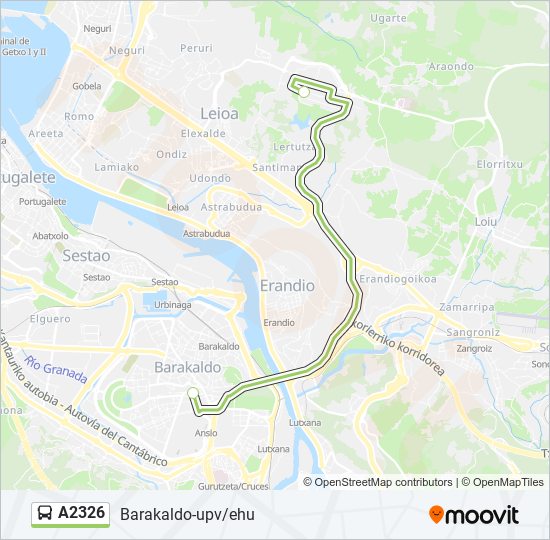 Mapa de A2326 de autobús