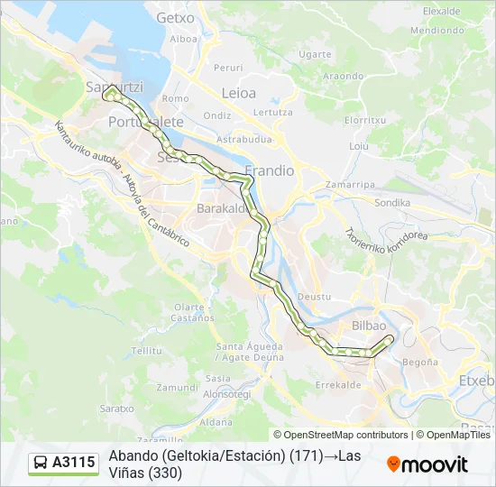 A3115 Bus Line Map