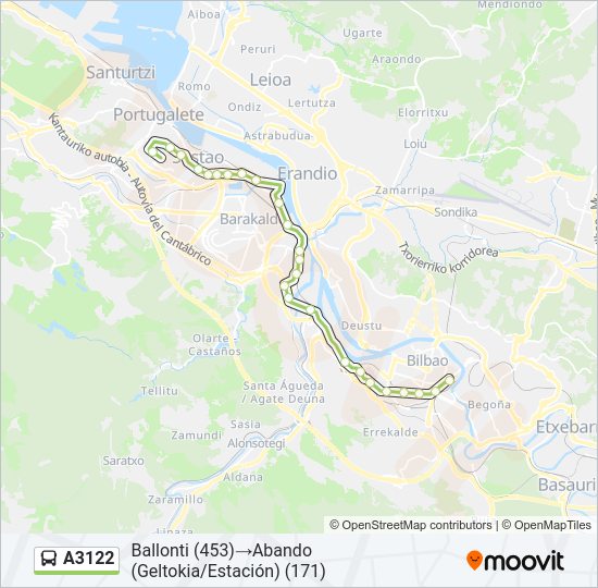 Mapa de A3122 de autobús