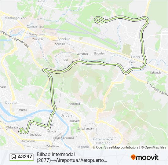 A3247 bus Mapa de línia