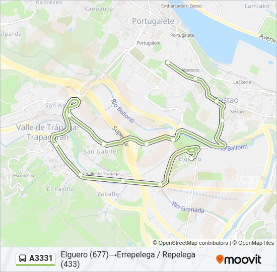 Mapa de A3331 de autobús