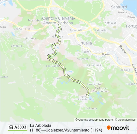 A3333 Bus Line Map