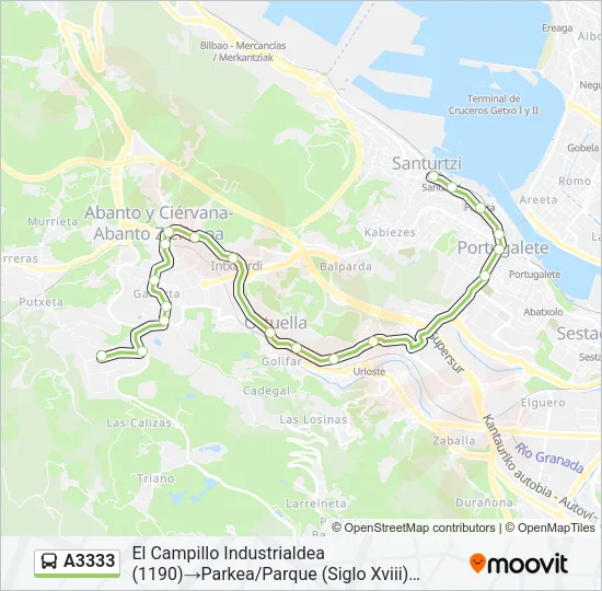 A3333 Bus Line Map