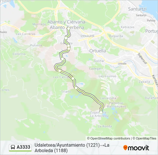A3333 Bus Line Map