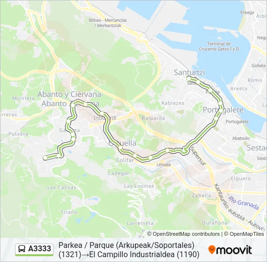 A3333 Bus Line Map