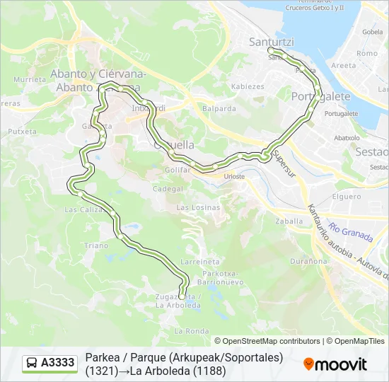 A3333 Bus Line Map