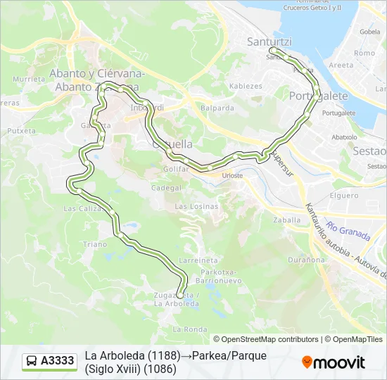 A3333 Bus Line Map