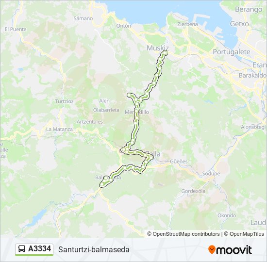 A3334 bus Mapa de línia