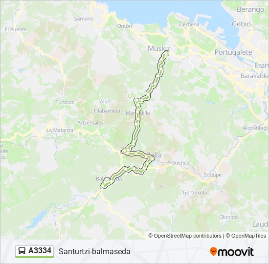 A3334 bus Line Map