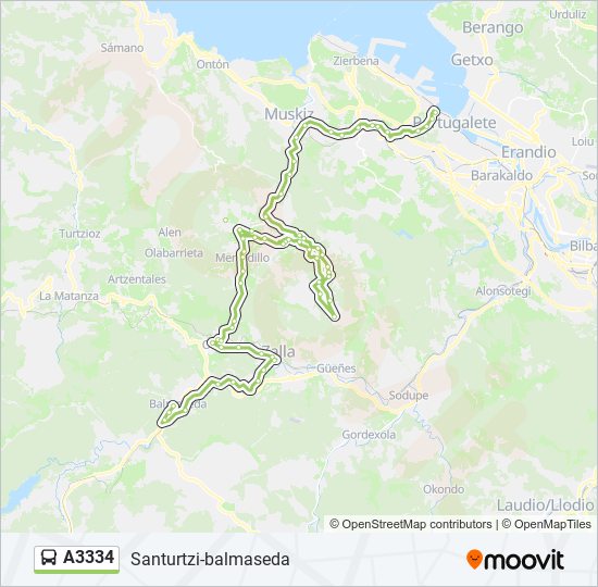 Mapa de A3334 de autobús