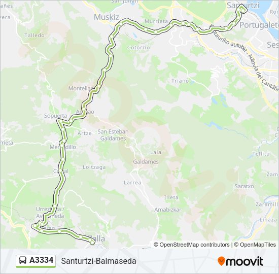 A3334 Bus Line Map