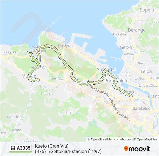 A3335 bus Mapa de línia