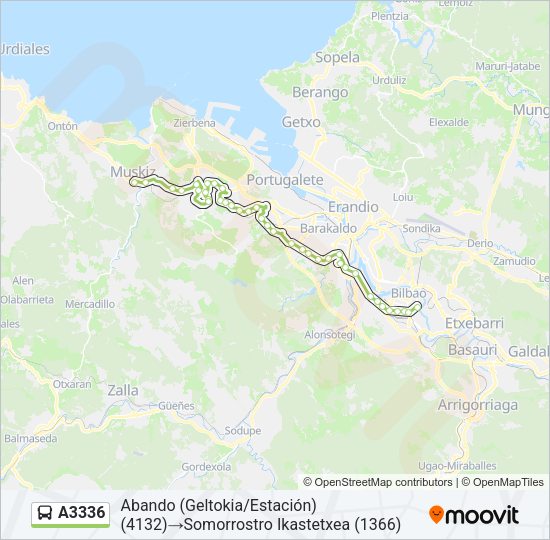 Mapa de A3336 de autobús