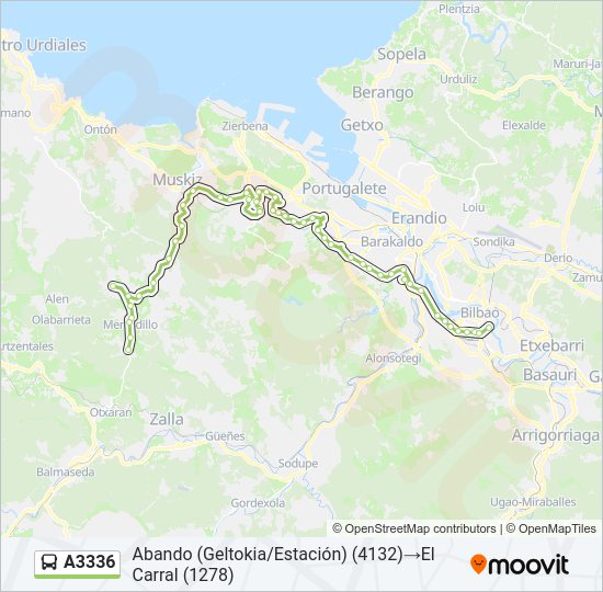 Mapa de A3336 de autobús